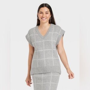 A New Day V-Neck Windowpane Sweater Vest
